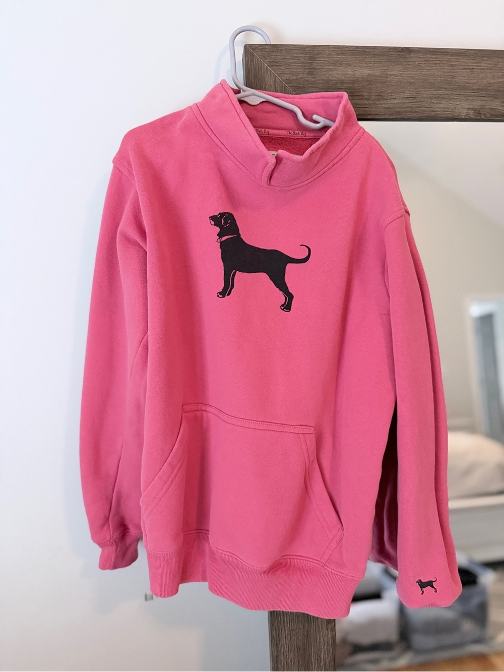 The Black Dog Pink Pullover Sweatshirt with Black Dog Graphic